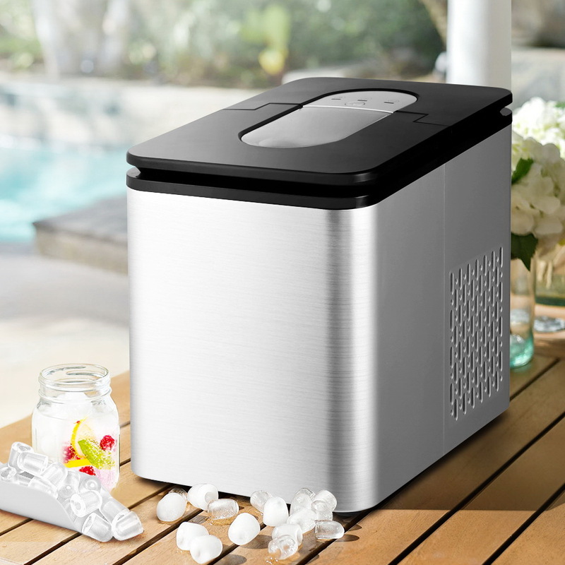 2.2L Ice Maker 12KG Portable Ice Makers Cube Tray Bar Home Countertop Silver