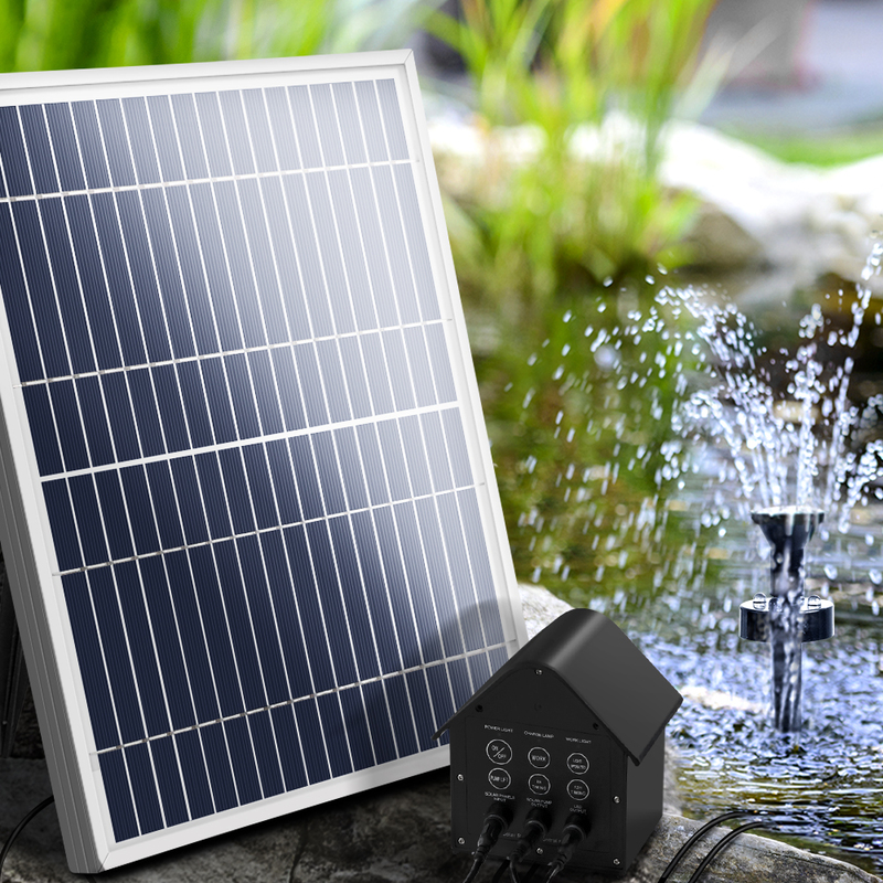 Gardeon Solar Pond Pump with Battery Kit LED Lights 8.8 FT