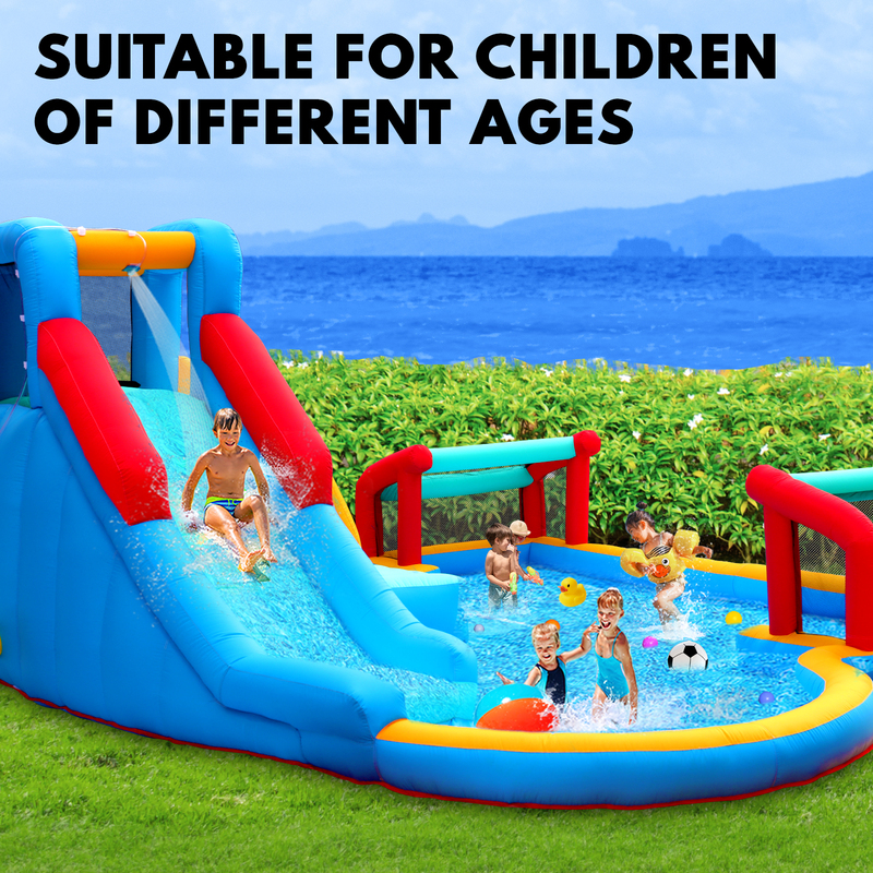 Inflatable Water Park with Slide, Trampoline, Soccer, Volleyball and Ball Pit