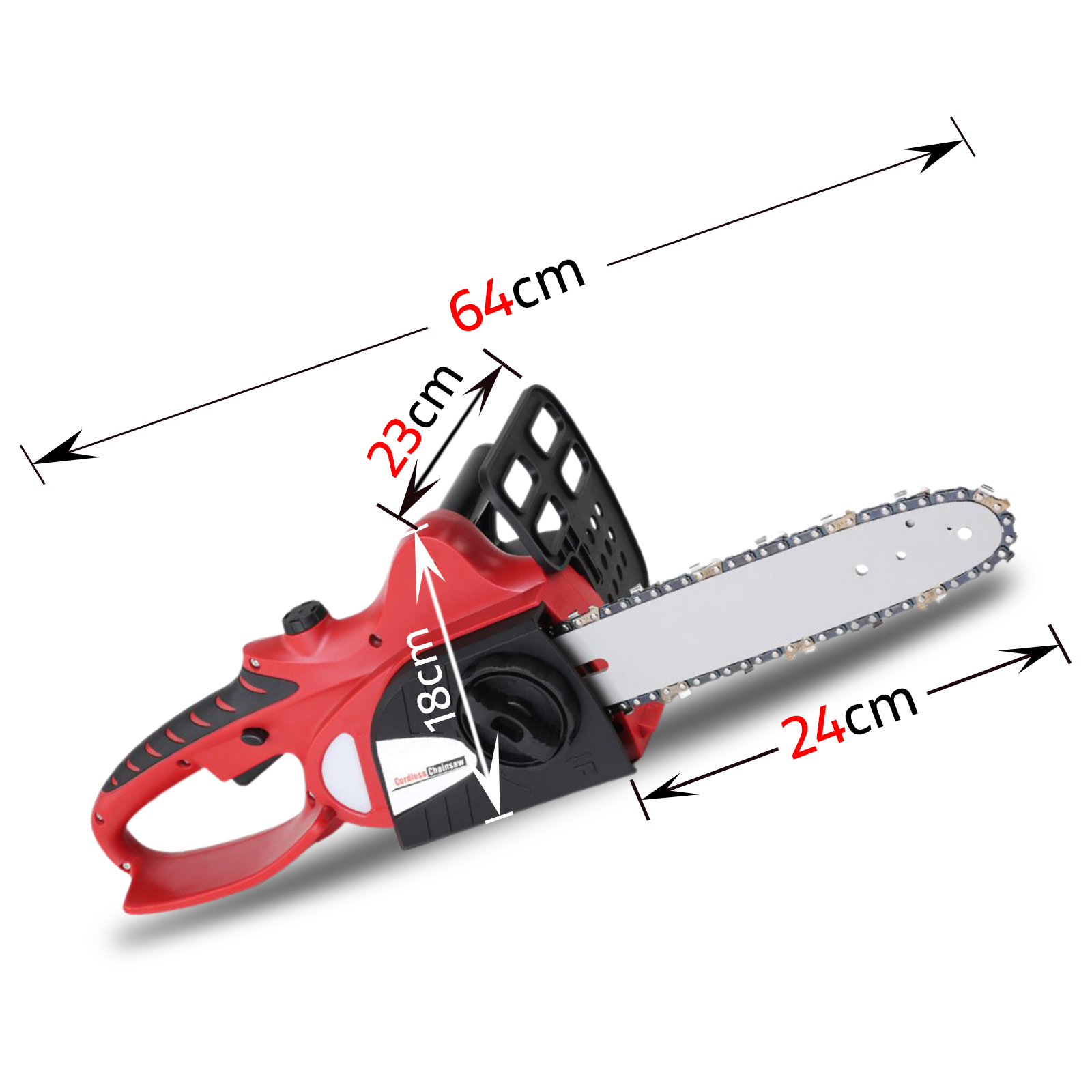 20V Cordless Rechargeable Chainsaw 1500mAh - Black and Red