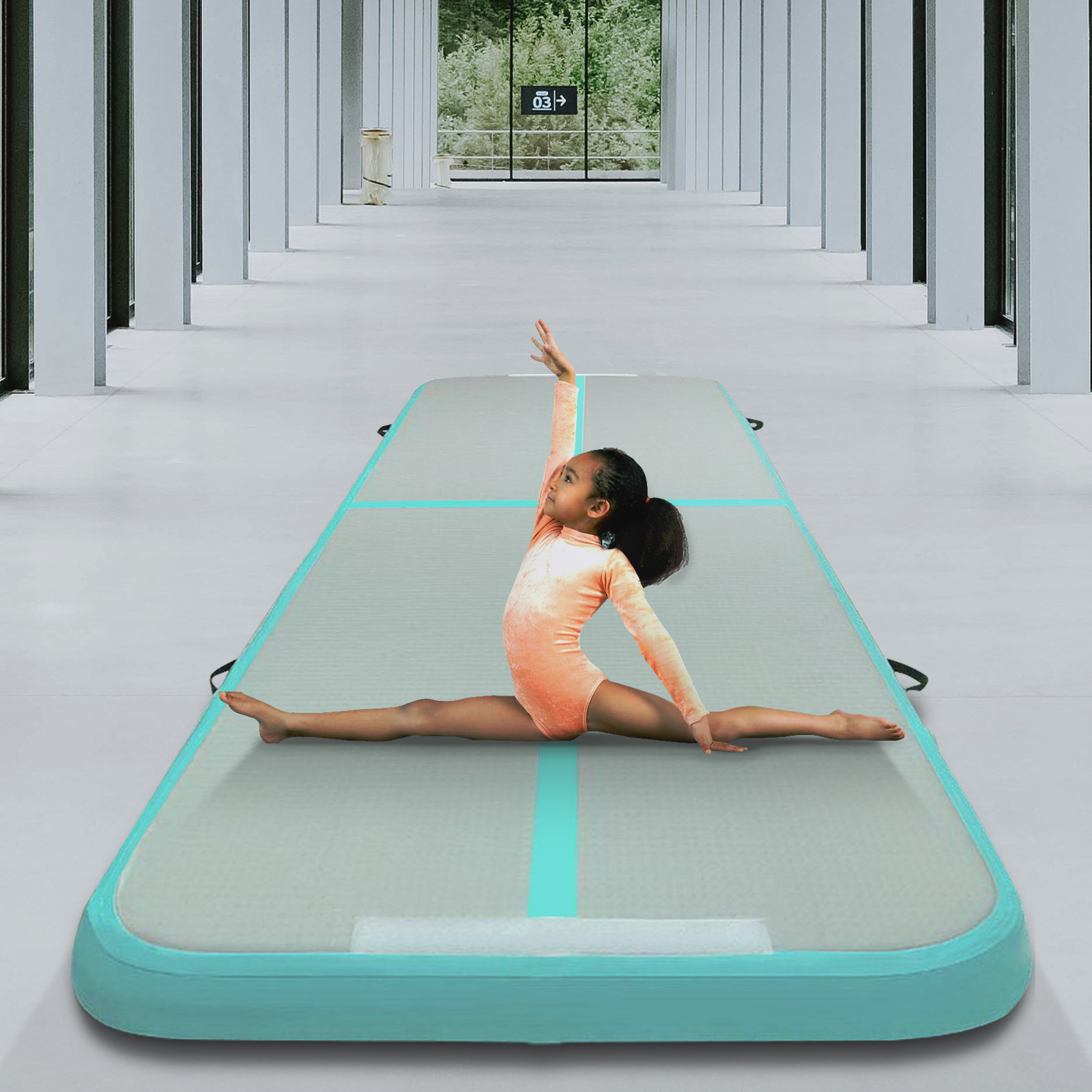 Gymnastic Tumbling Inflatable Air Track Mat Green Home Exercise Fitness 5X1M