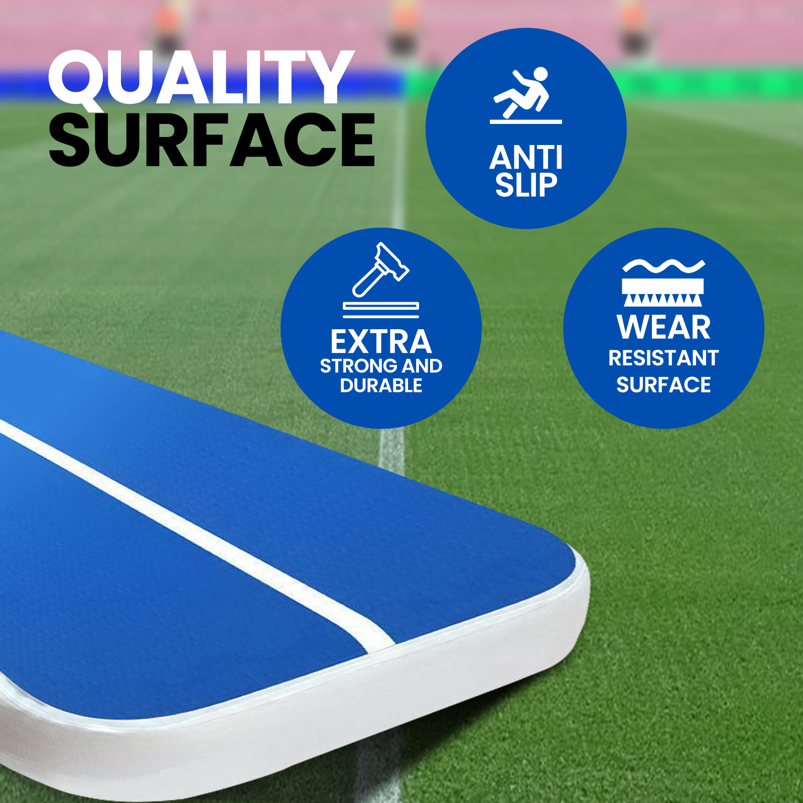 Inflatable Air Track Mat 20CM Thick with Pump Tumbling Gymnastics Blue 6X1M