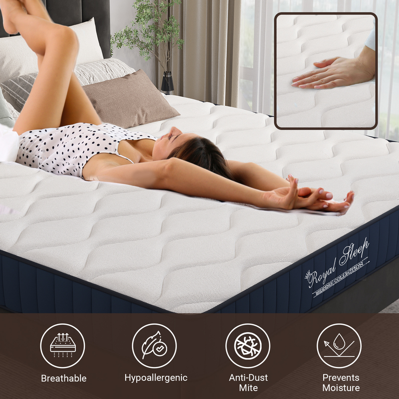 Royal Sleep Single Size Bed Mattress Memory Foam Bonnell Spring Medium Firm 16cm