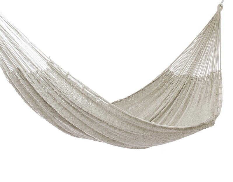 Mayan Legacy Jumbo Size Outdoor Cotton Mexican Hammock in Cream Colour