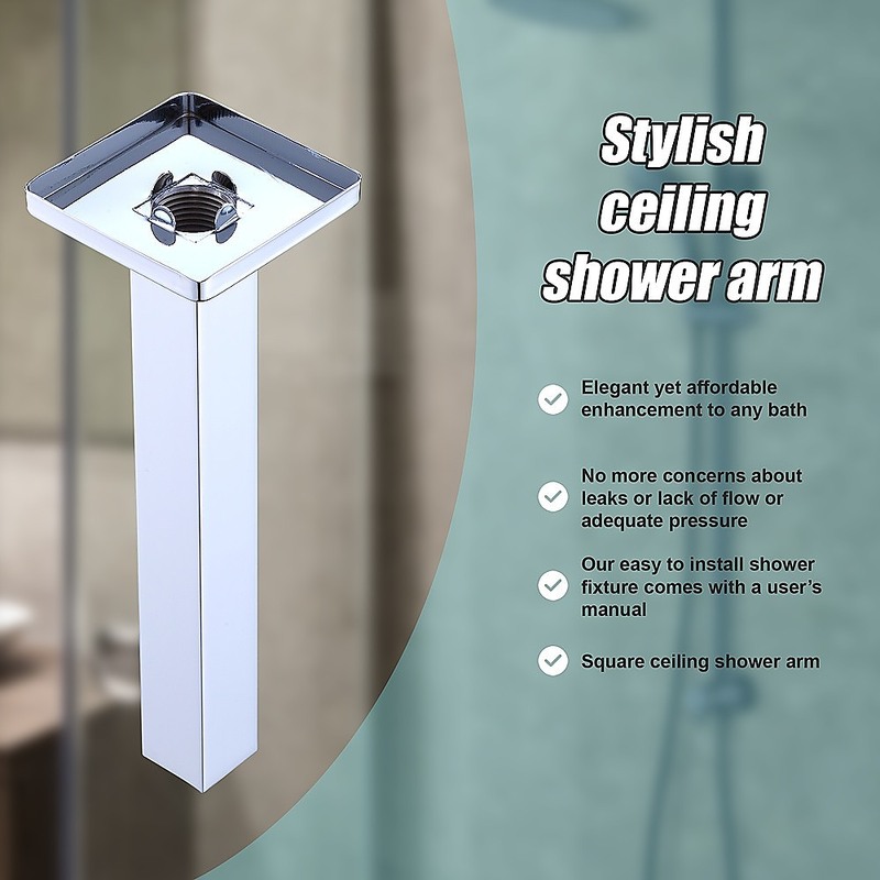 Shower Head Arm Wall Connector Square Bathroom Rainforest ShowerHead