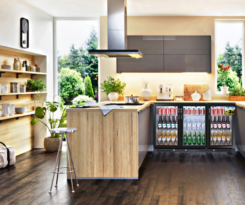 318L 3-Door Commercial Wine Bar Fridge Chiller Can Cooler Mini