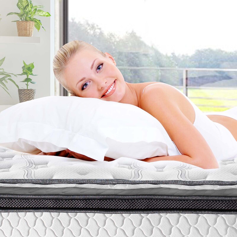 Queen Memory Foam Bed Mattress Euro Top 9 Zone Pocket Spring