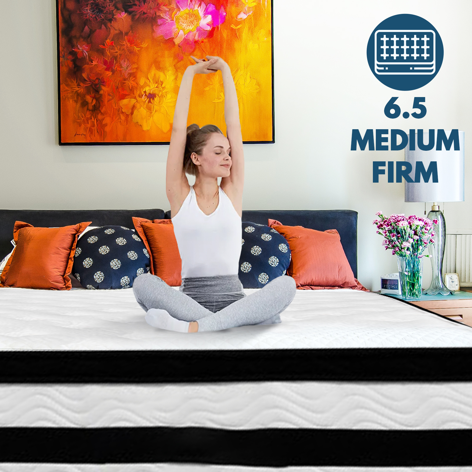 Single Size Bed 34cm Thick Foam Mattress 5 Zone Euro Top Medium Firm