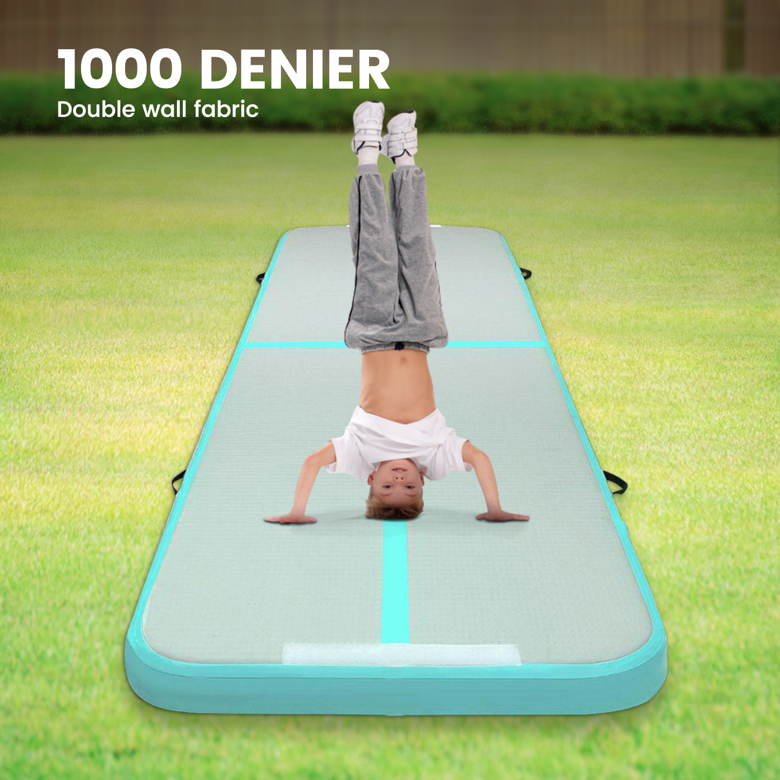 Inflatable Air Track Mat 3X1M with Pump Tumbling Gymnastics Green 10CM Thick