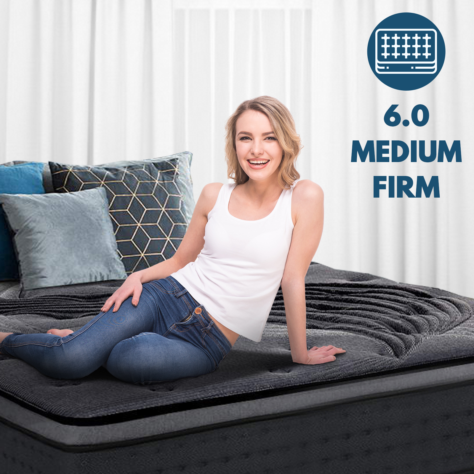 Single Size Euro Top Mattress Bed Pocket Spring Foam Bamboo 34CM Medium Firm