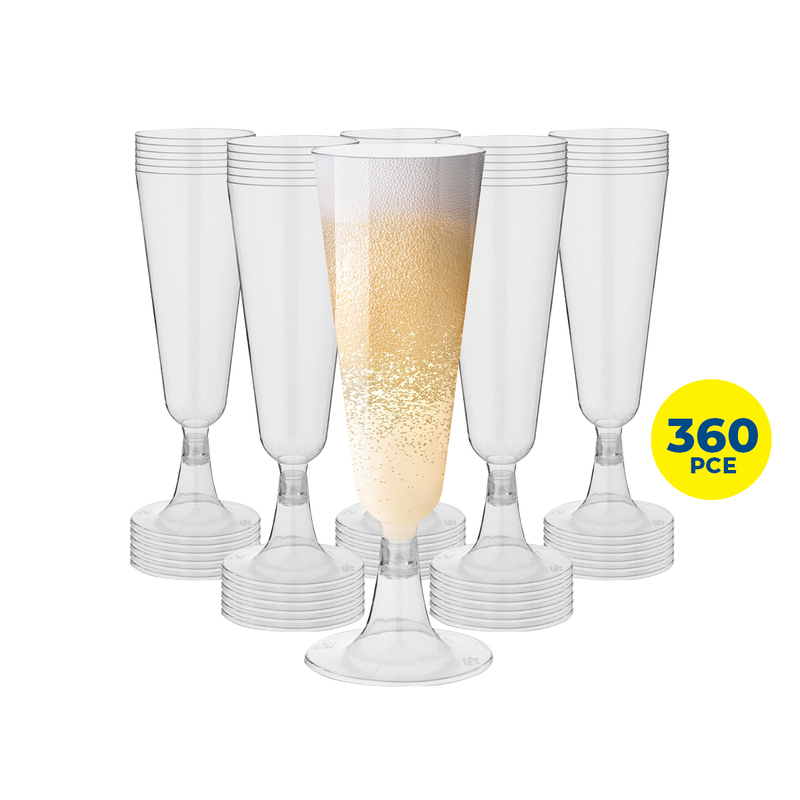Party Central 360PCE Champagne Glasses Disposable Leak Resistant 150ml