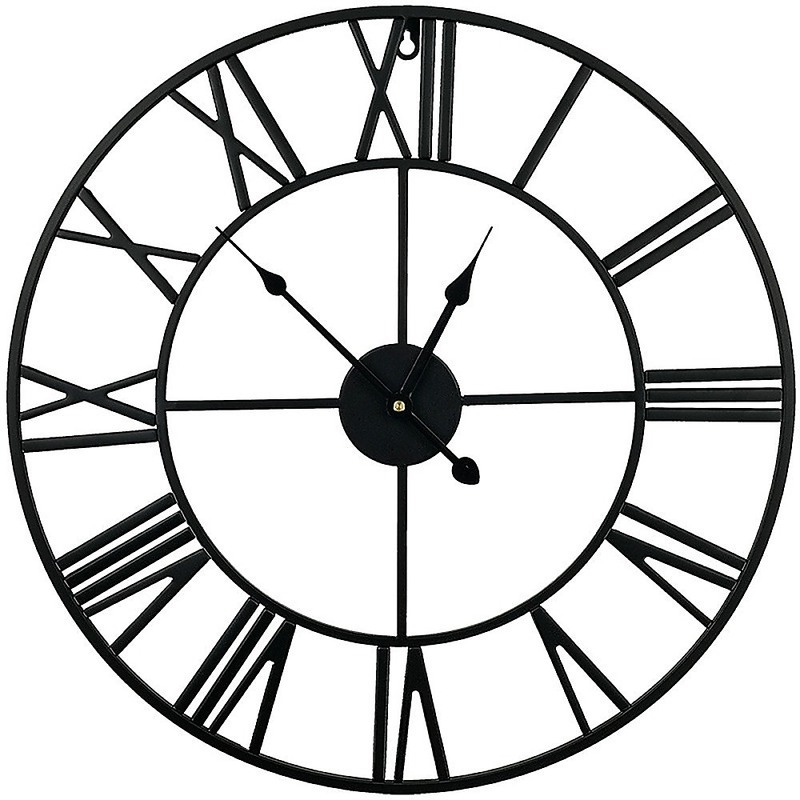 60cm Industrial Large Wall Clock, Round Metal Wall Clocks Roman