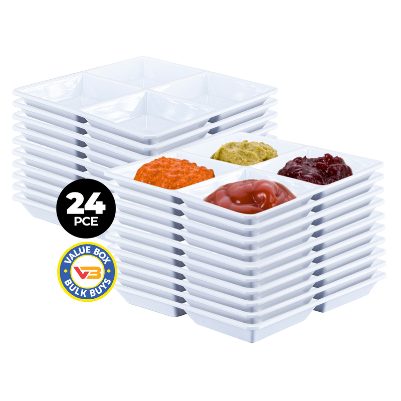 Home Master 24PCE Melamine Serving Trays 4 Sections Dips Antipasto Bulk