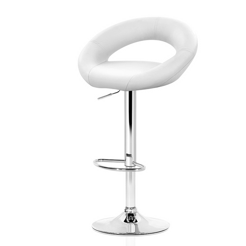 Artiss Set of 2 PU Leather Gas Lift Bar Stools Chrome and White