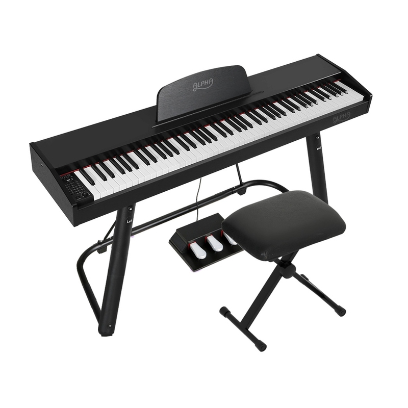 Alpha 88 Keys Electronic Piano Keyboard Digital Electric w/ Stand Stool