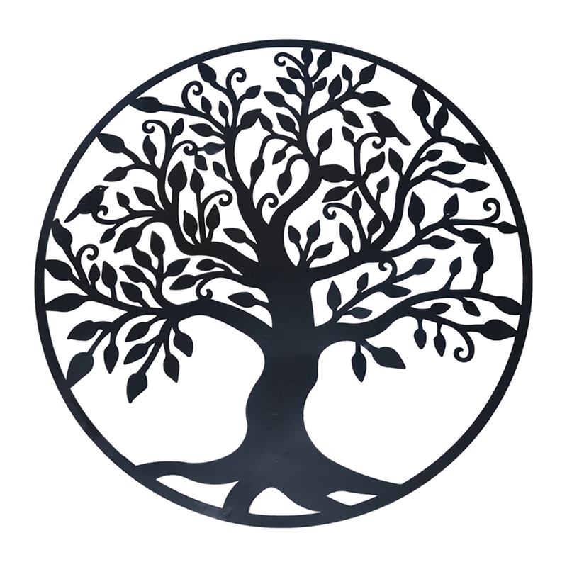 Black Tree of Life Wall Art Hanging Metal Iron Sculpture Garden 99cm