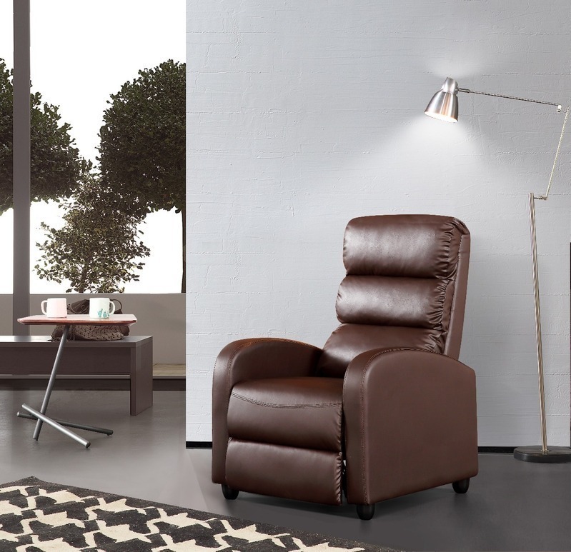 Luxury Leather Recliner Chair Armchair Brown