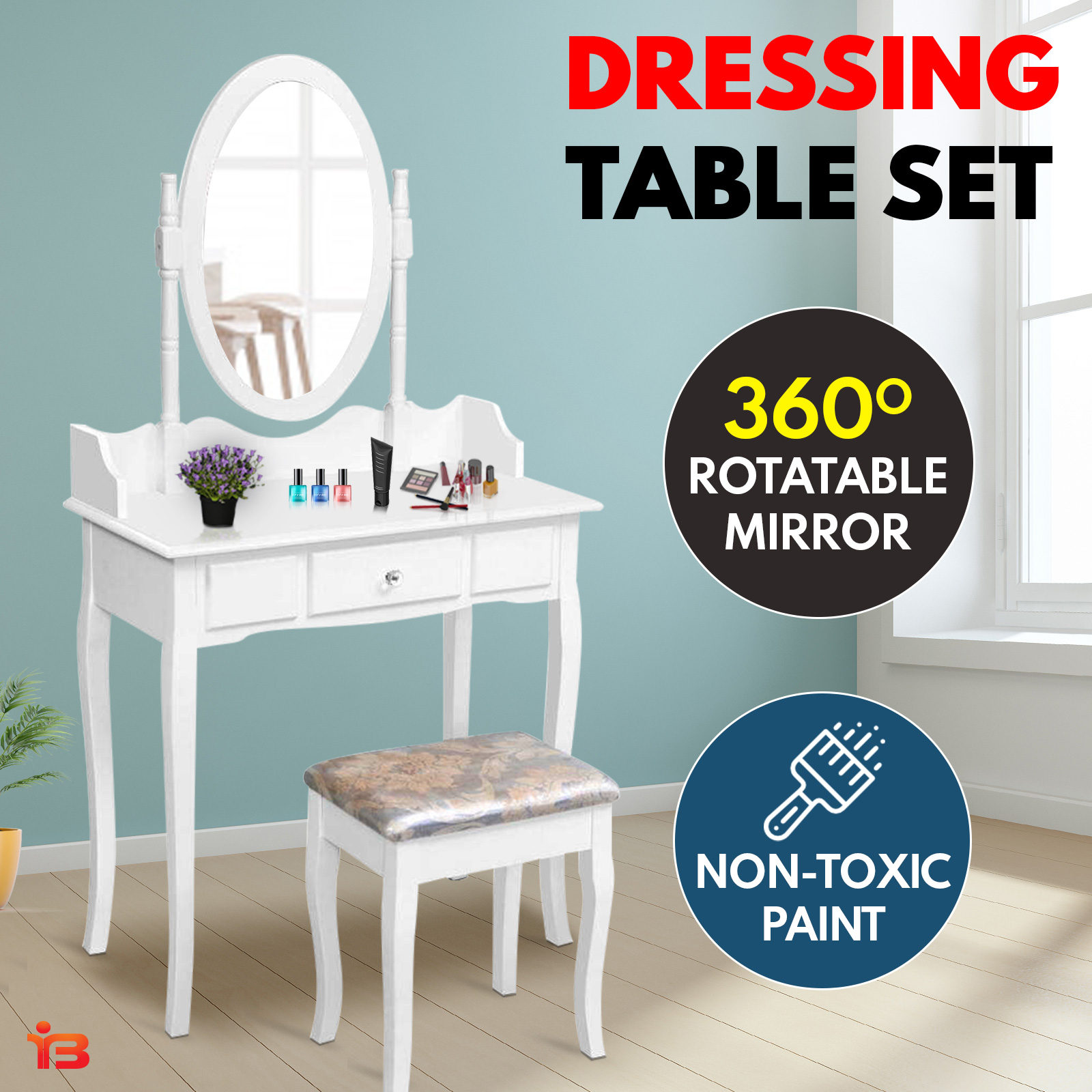 Dressing Table Stool Mirror Jewellery Tables Drawer White Box