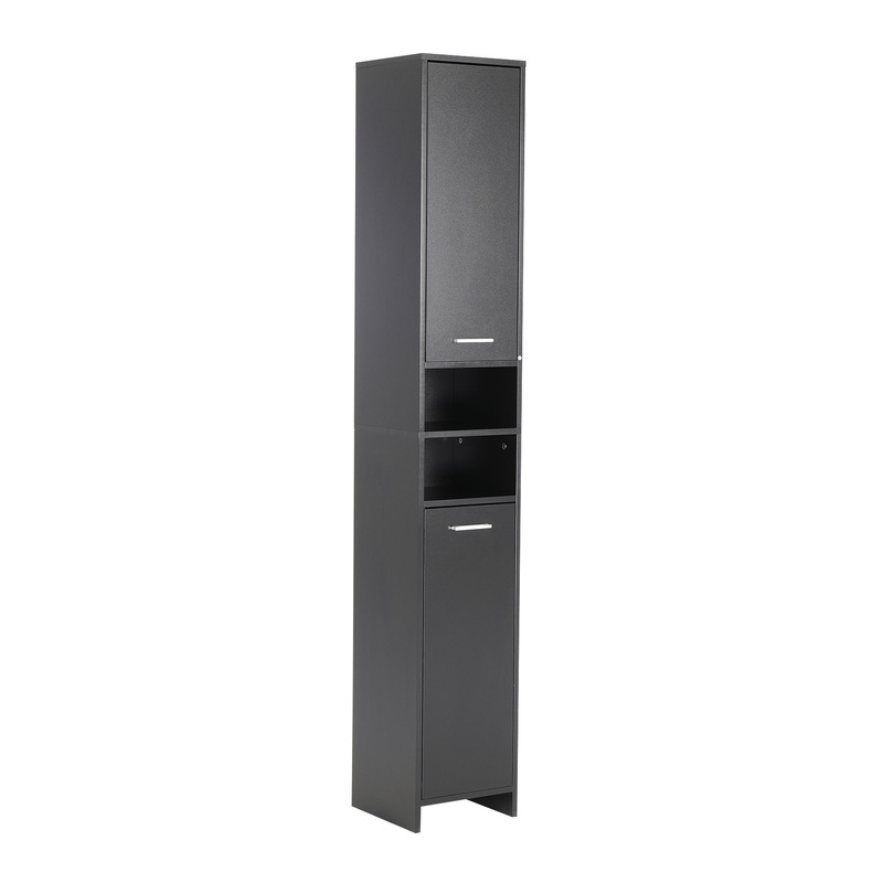 La Bella 185cm Black Bathroom Storage Tall Slim