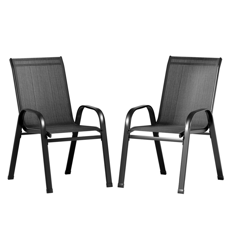 Gardeon 2PC Outdoor Dining Chairs Stackable Lounge Chair Patio
