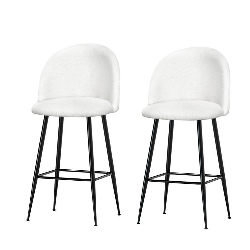 Artiss Set of 2 Bar Stools Kitchen Dining Chair Stool White Chairs