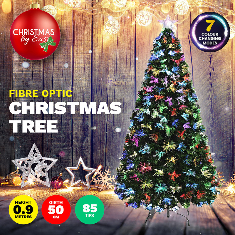 Christmas By Sas 90cm Fibre Optic Christmas Tree 85 Tips Multicolour