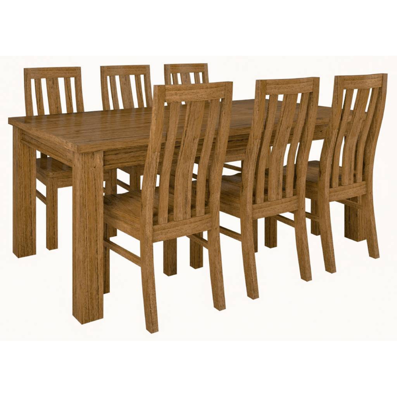 Birdsville 7pc Dining Set 190cm Table 6 Chair Solid Mt Ash Wood Timber