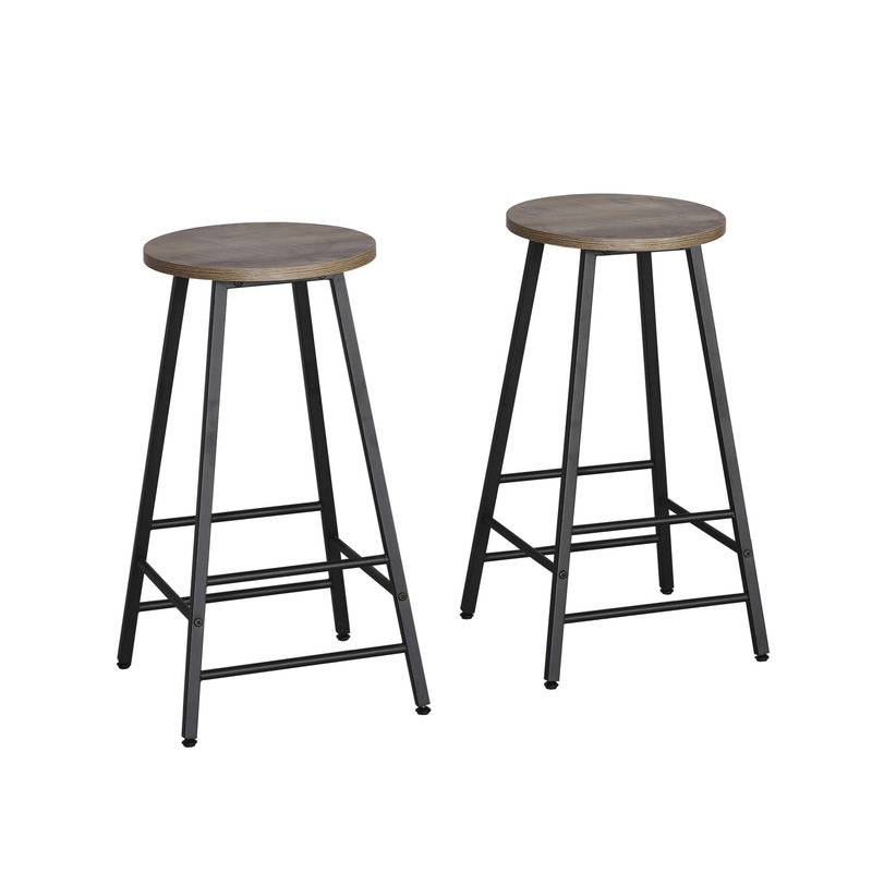 Home Master 2PCE Bar Stools Round Neo Industrial Designed Stylish