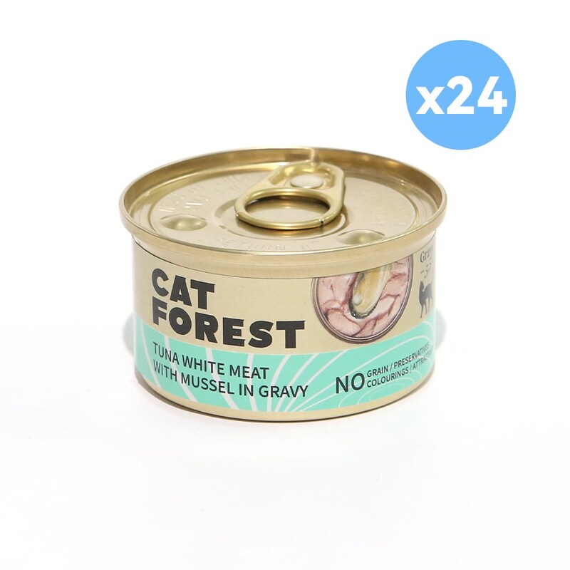 CAT FOREST Premium Tuna White Meat With Mussel In Gravy Cat Canned Food