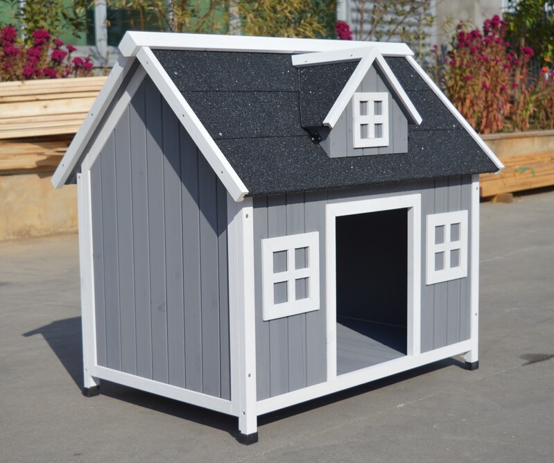YES4PETS Grey Large Timber Pet Dog Puppy Wooden Cabin Kennel Timber House