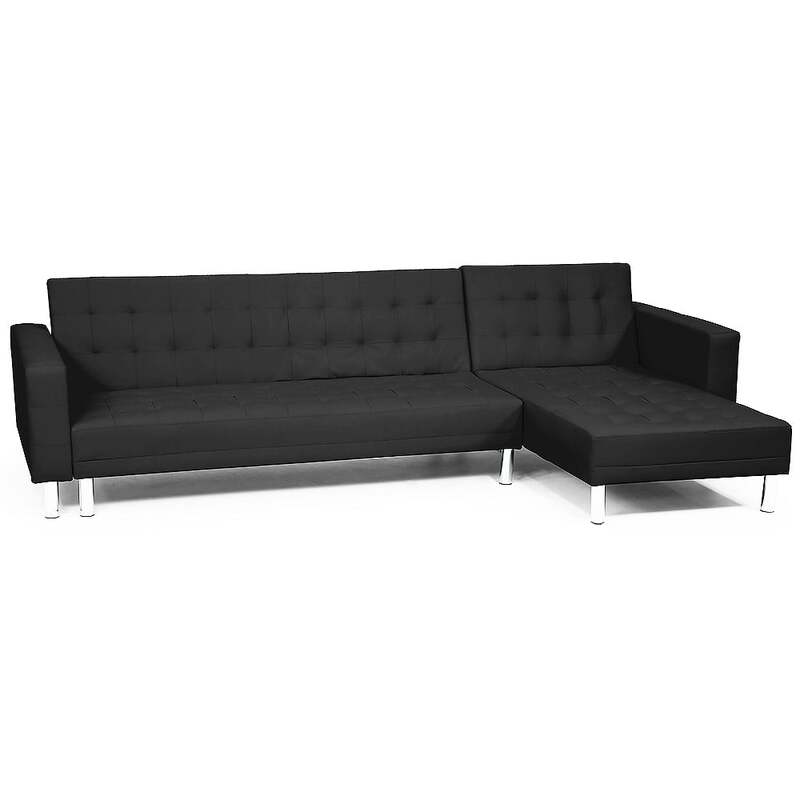 Sarantino Corner Faux Leather Sofa Bed Couch with Chaise Black