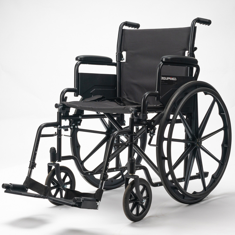 EQUIPMED 24 Inch Folding Wheelchair with Park Brakes, 136kg Capacity
