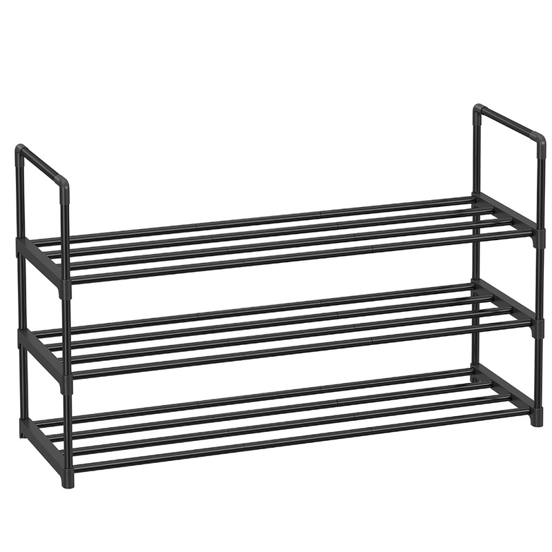 SONGMICS 3Shelf Metal Shoe Rack Entryway Black LSA303B02
