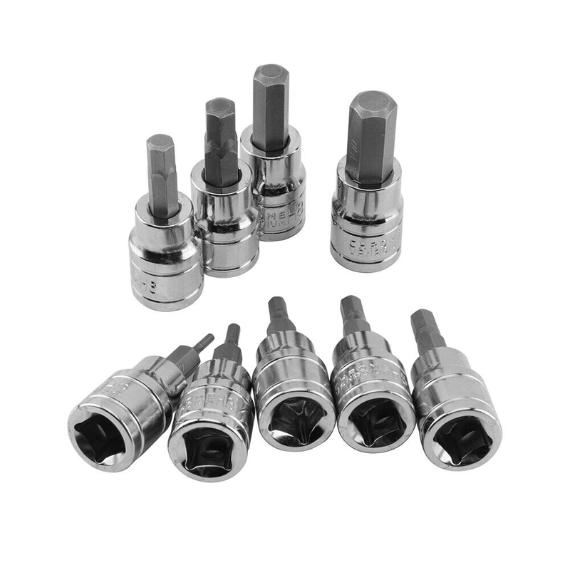9pcs Allen Key Sockets Hex Bit Socket Set 3/8" Drive Drill Metric Tools