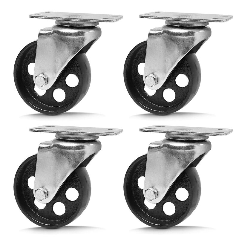 4Pc 3.5'' Heavy Duty Steel Castor Wheel Swivel Caster 500KG/EA Loading