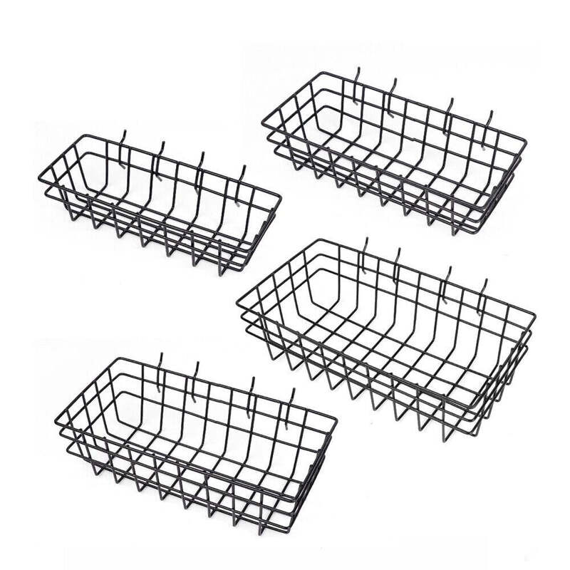 4Pc Pegboard Baskets Set Storage Bins Peg Board Organizer 4 Size