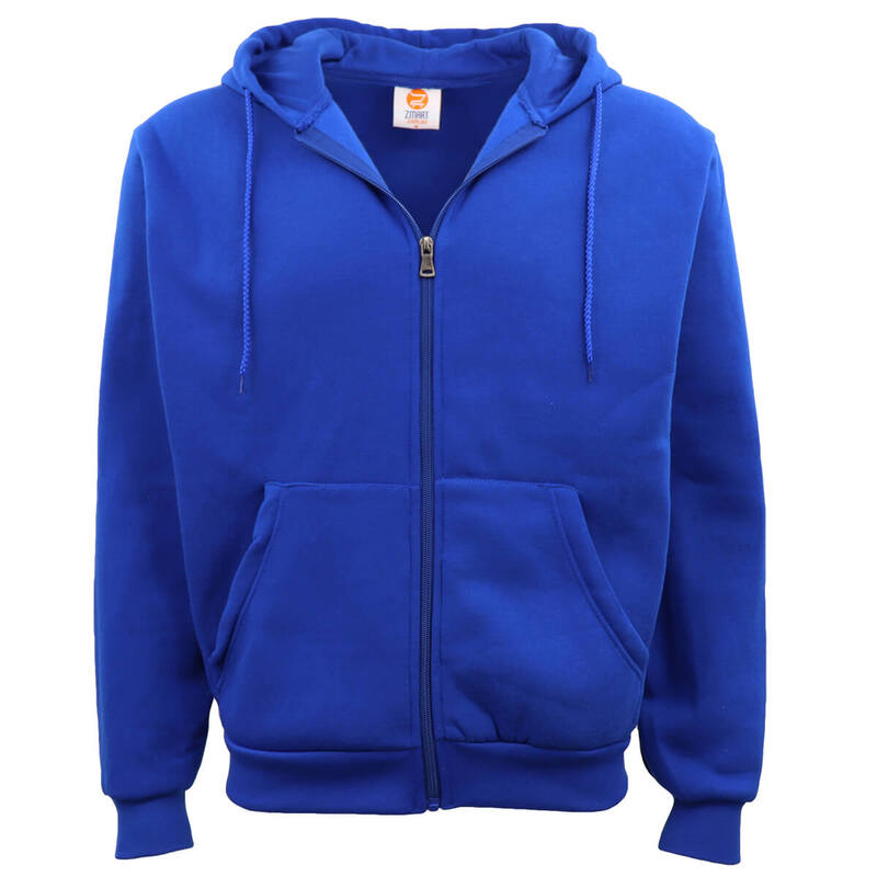 Adult Unisex Zip Plain Fleece Hoodie Hooded Jacket Mens Sweatshirt