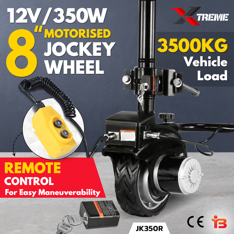 12v Motorised Jockey Wheel with Remote 350W 8 inch 3500Kg