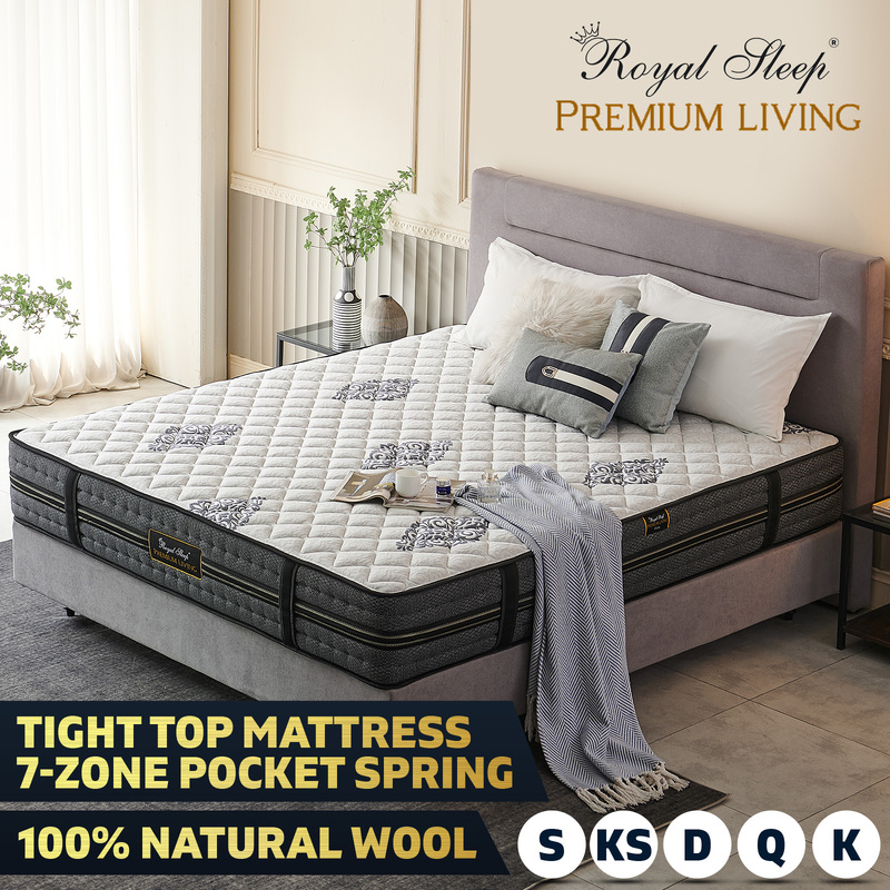 Royal Sleep QUEEN KING DOUBLE SINGLE Mattress Extra Firm Wool Tight Top