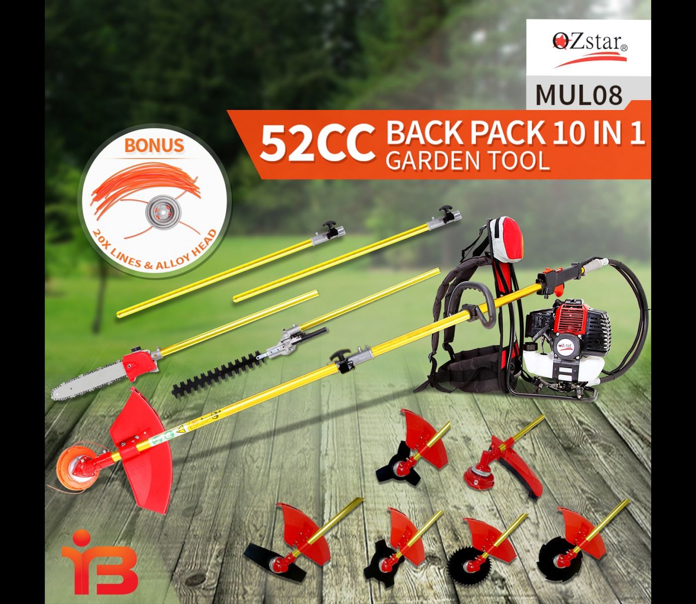 Black Eagle Pole Chainsaw Hedge Trimmer Brush Cutter Whipper Snipper Backpack
