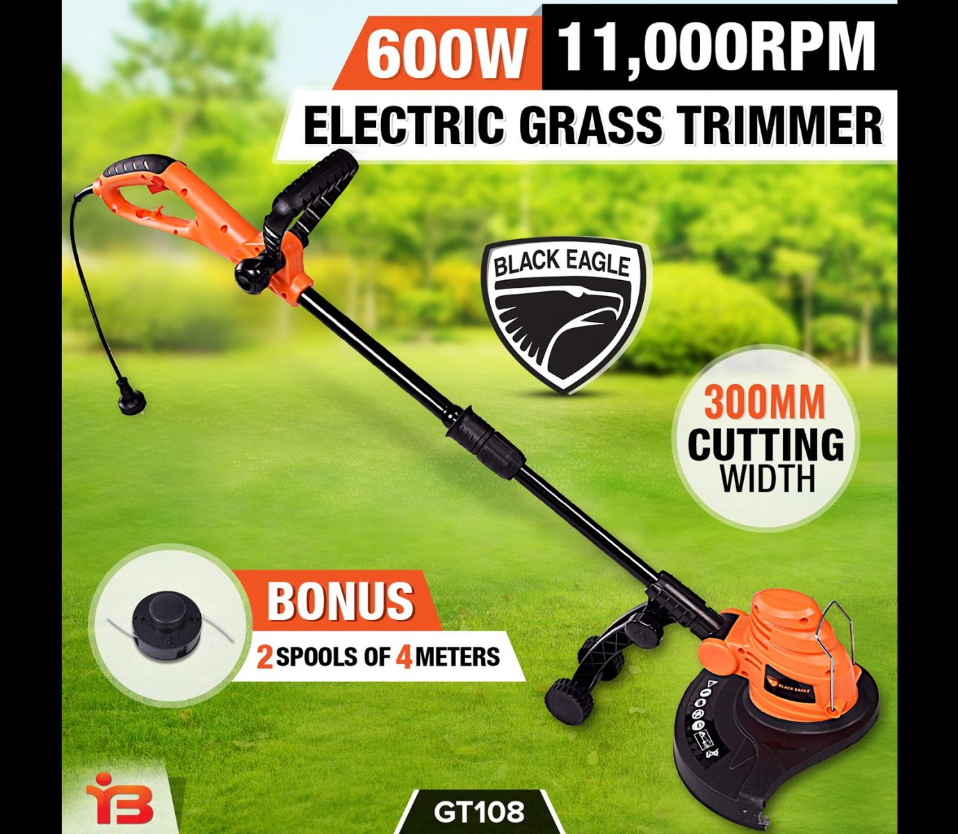 NEW Black Eagle Electric Line Trimmer Whipper Snipper Garden Tool 600W