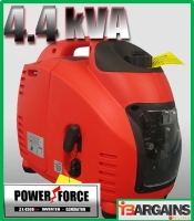 Power Force 4.4 KVA silent inverter generator, featuring a red and black design, prominently displayed for optimal energy efficiency and quiet operation.