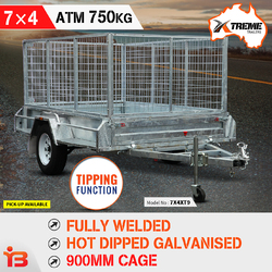 7x4 Galvanised Box Trailer 900mm Cage ATM 750kg