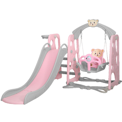 Keezi Kids Slide Outdoor Playground Slide Music Swing Basketball Indoor Toy Pink