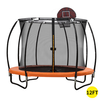12FT Trampoline Round Trampolines Enclosure Kids Safety Net Outdoor Basketball