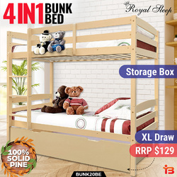 NEW Bunk Beds Single Frame Solid Pine Children Wooden Kids Bedroom Furniture BE