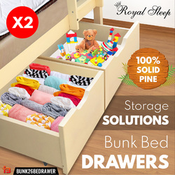 Bunk Bed Drawer Royal Sleep Solid Wood Pine Storage Underbed Box Beige Large