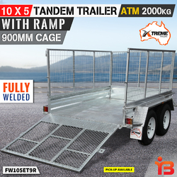 10x5 Tandem Galvanised Box Trailer 900mm Cage