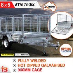 8x5 Tipping Trailer With Ramp Box 750kg 900mm Cage