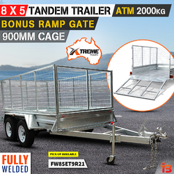8x5 Tandem Box Trailer 900mm Cage ATM 2000kg with Ramp